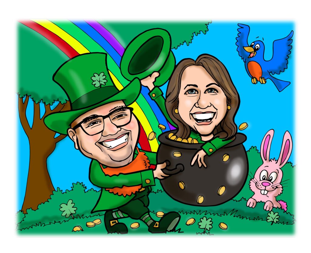 Couples Action Caricature