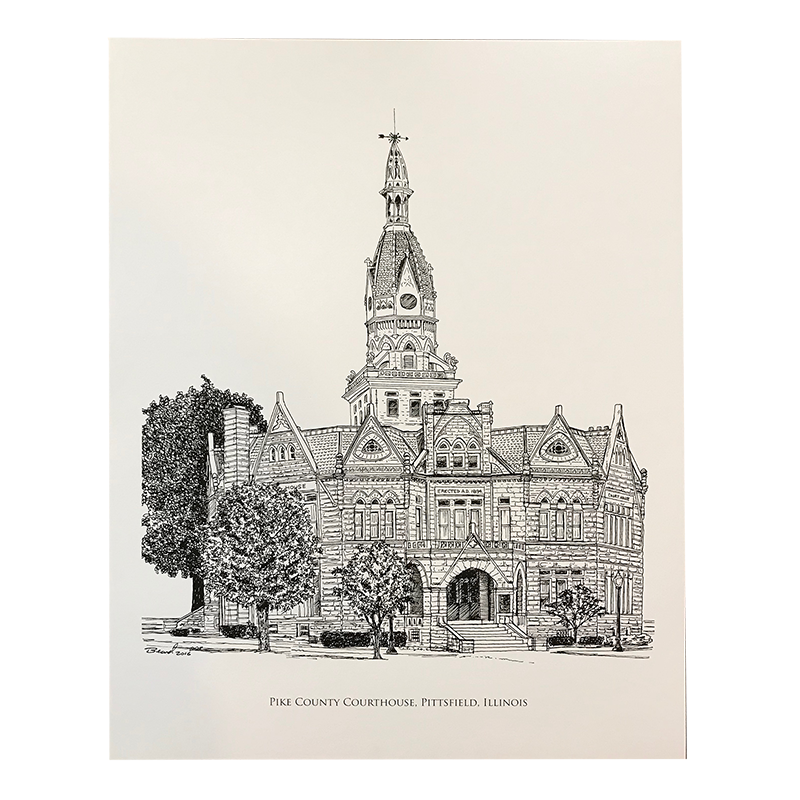Pike County, Illinois Courthouse Print